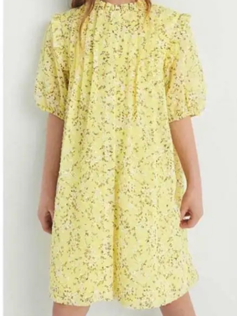 Zara Floral Puff Sleeve Button Down Shirt Dress